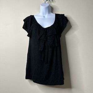 MICHAEL Michael Kors Black Ruffle SS Top Women's Medium